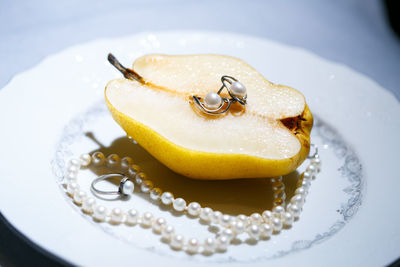 Close-up of cake served on plate