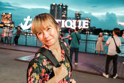 Portrait of women standing outdoors