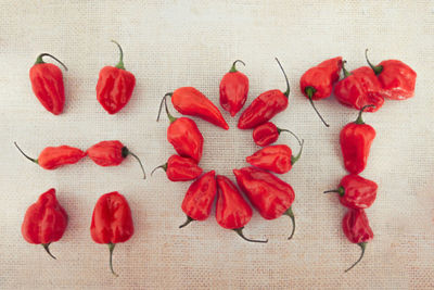 Close up of red chilis composition