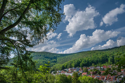 Scenic view of mountains against cloudy sky