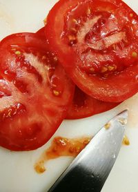 High angle view of serving strawberry in plate