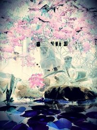 Digital composite image of flowers in sea