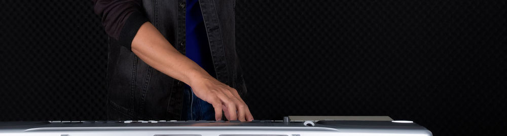 Close-up of person hand on stage
