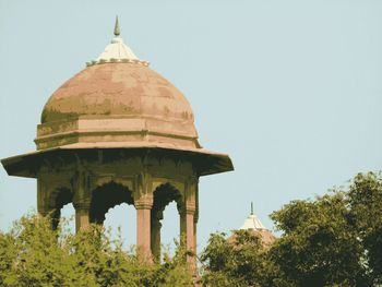 Low angle view of temple against clear sky