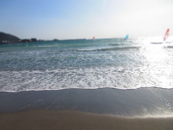 Close-up of sea against clear sky
