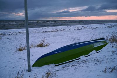 Scenic view of sea against sky during winter