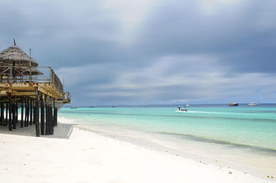 Scenic view of beach against sky