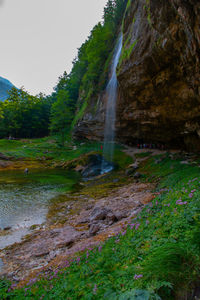 Scenic view of waterfall