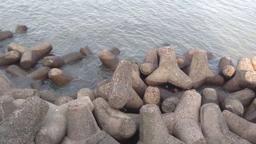 Close-up of pebbles on beach