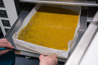 Close-up of person preparing food