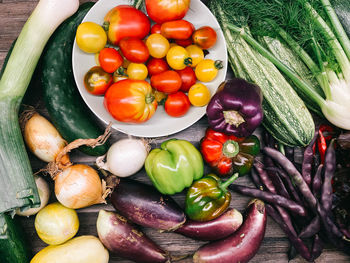 High angle view of tomatoes in container