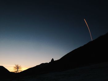 Silhouette mountain against clear sky during sunset