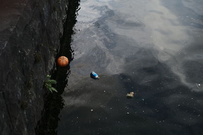 High angle view of a ball in a sea