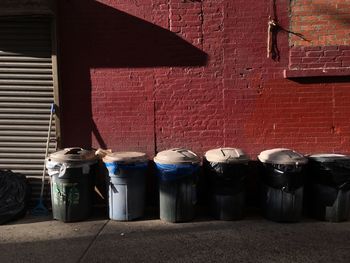 Garbage bins by building