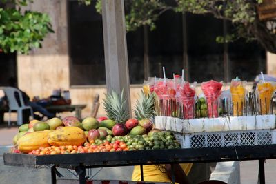 Food for sale at market on street