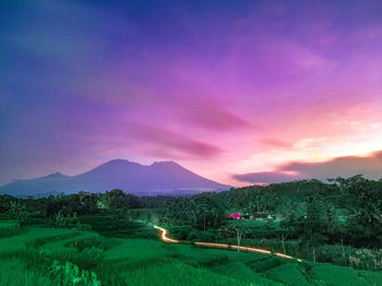 Scenic view of field against sky during sunset