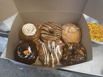 High angle view of food on table