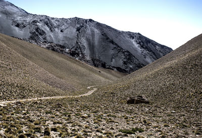 Scenic view of mountains against clear sky