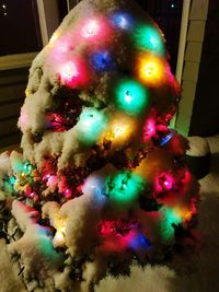 Close-up of illuminated christmas tree