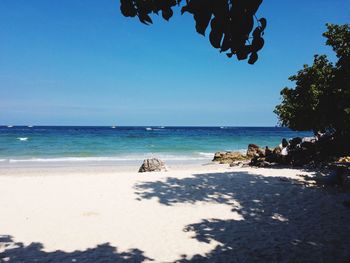 Scenic view of beach against clear sky