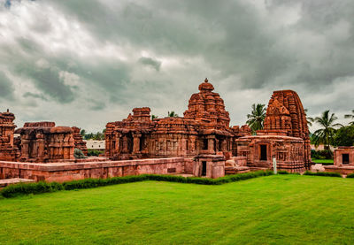 Pattadakal temple complex group of monuments breathtaking stone art with dramatic sky