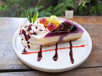 Close-up of cake on table