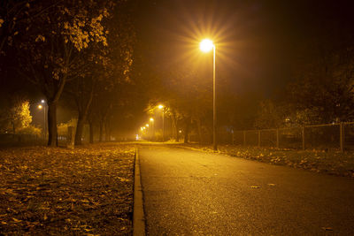 Illuminated street at night