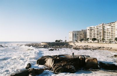 Scenic view of sea against clear sky