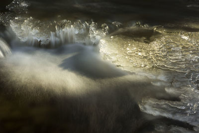 Close-up of waterfall in sea