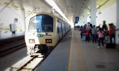 Train at railroad station platform