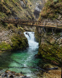 Scenic view of waterfall in forest