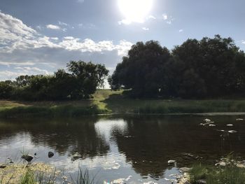 Scenic view of lake against sky