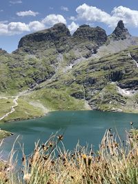 Scenic view of lake against sky