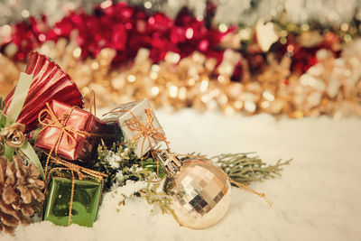 Close-up of christmas decorations