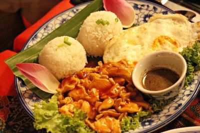 Close-up of served food in bowl