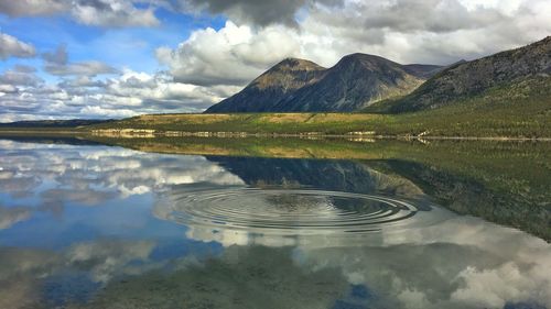 Reflection of mountain range in lake