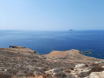 Scenic view of sea against clear sky