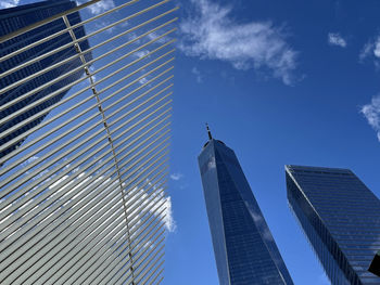 Low angle view of modern buildings against sky