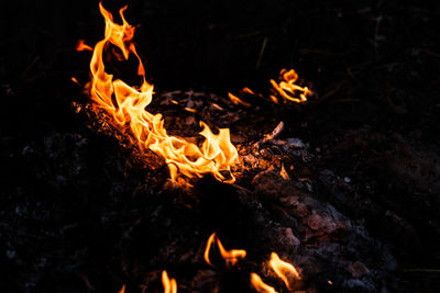 High angle view of bonfire