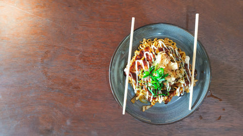 High angle view of food in bowl