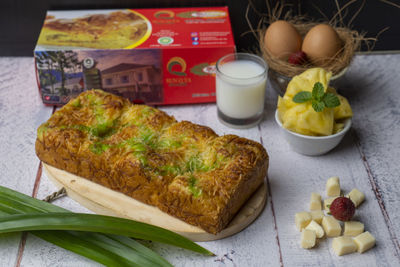 Close-up of food on table
