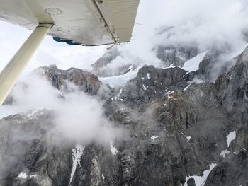 Scenic view of snowcapped mountains during winter