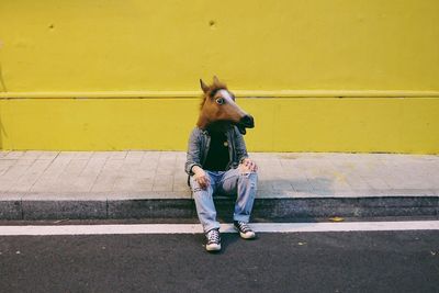 Full length of man with horse