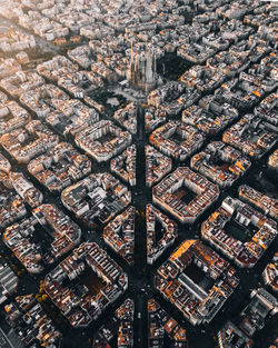 High angle view of buildings in city