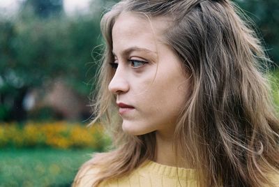 Close-up portrait of a young woman