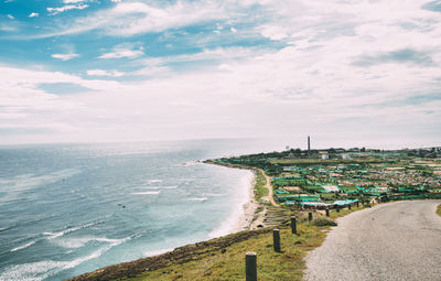 High angle view of beach against sky