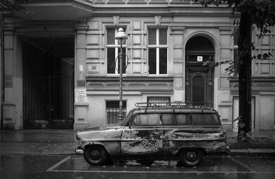 Cars parked in front of building