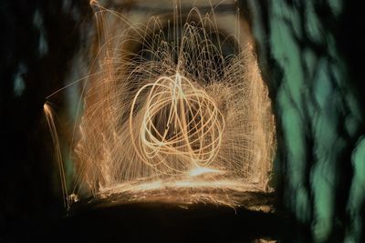 Close-up of illuminated light painting at night