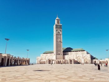 View of historical building against clear blue sky