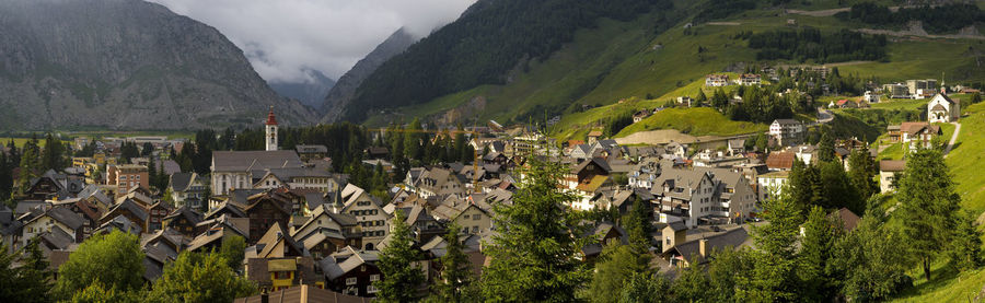 High angle view of townscape against sky